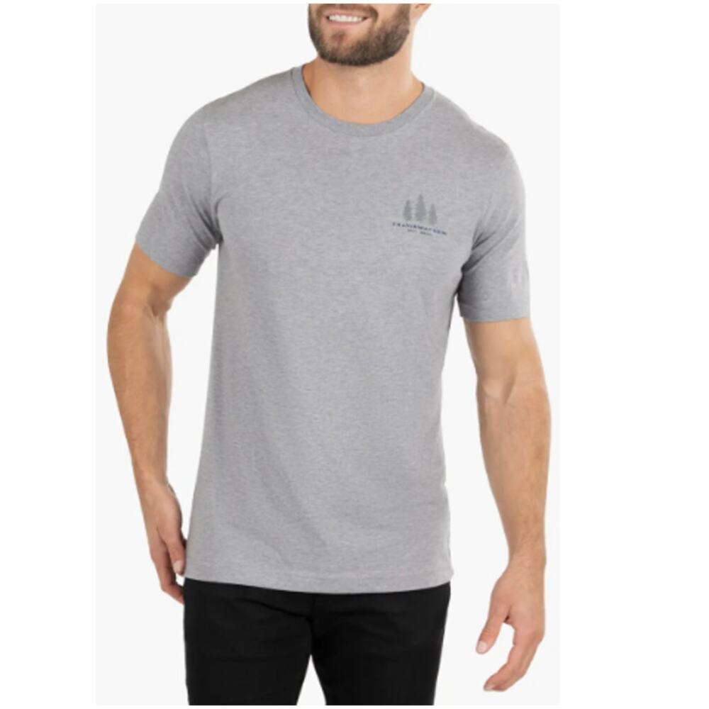 Travis Mathew Men's Heather Gray Snow Sky Cotton Graphic T-shirt Size S